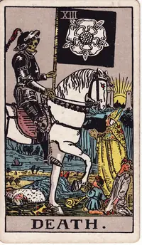 Death tarot card from the classic deck, illustrated by Pamela Colman Smith in 1909