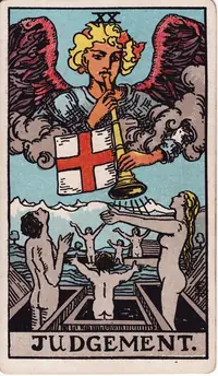 Judgement tarot card from the classic deck, illustrated by Pamela Colman Smith in 1909