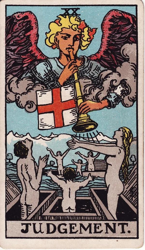 Judgement tarot card from the classic deck, illustrated by Pamela Colman Smith in 1909