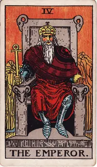 The Emperor tarot card from the classic deck, illustrated by Pamela Colman Smith in 1909